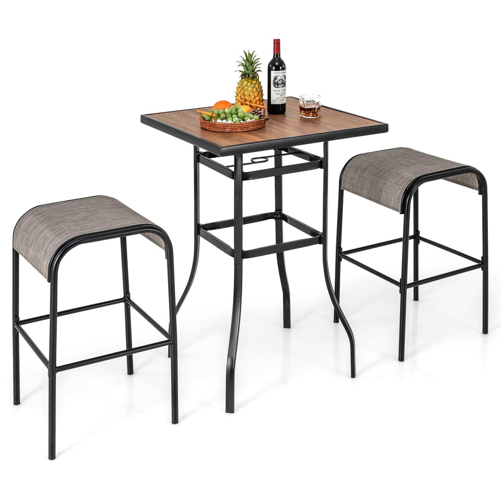 Tangkula 3 Piece Patio Dining Set for Lawn Yard Poolside Garden